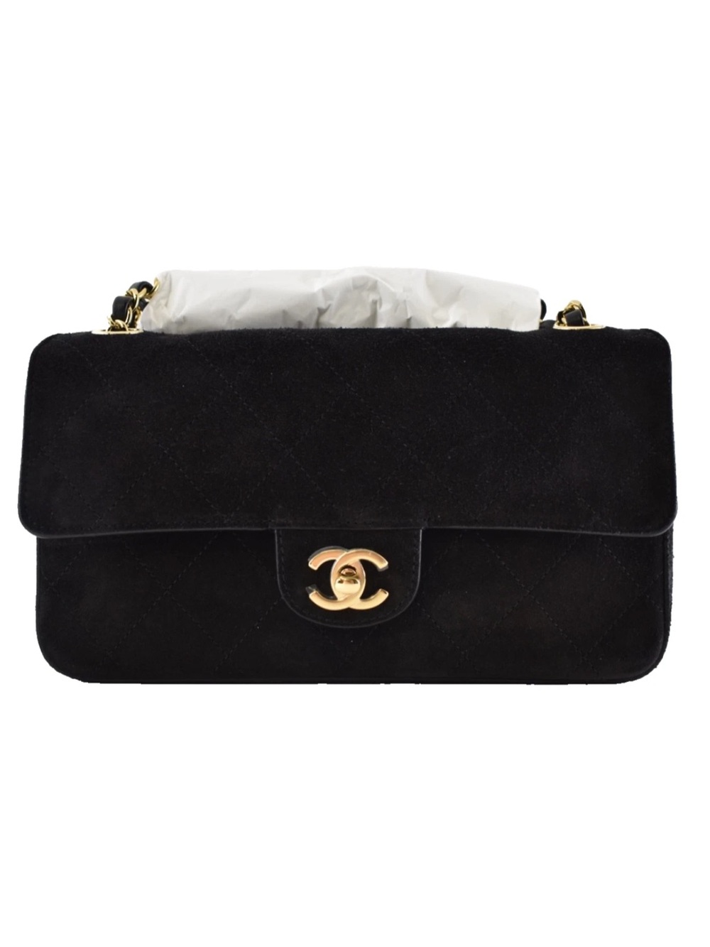 Chanel 26S Maxi Souplissimo Small Medium Black Suede Gold CC Logo Flap Bag